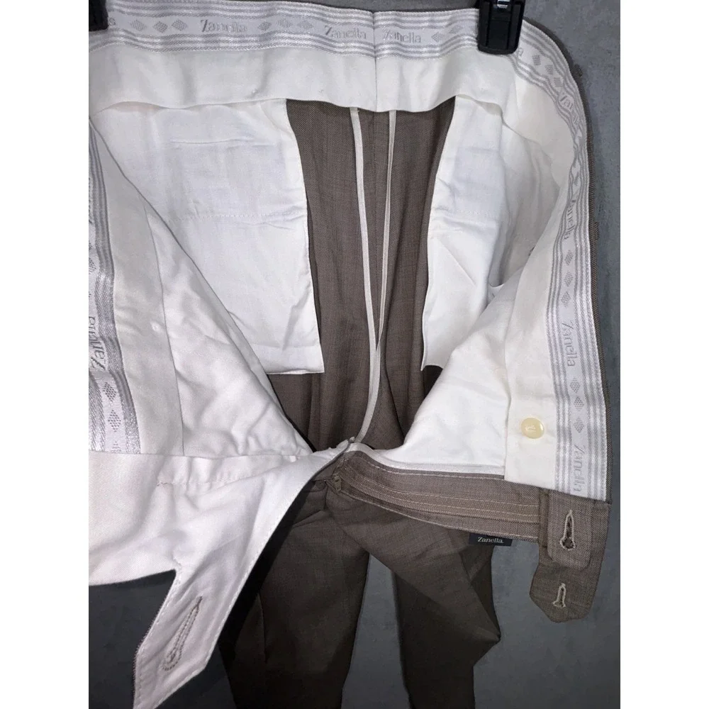 Zanella NWT Dress Pants Size 35 US Devon In brown  / Tan 100% Wool